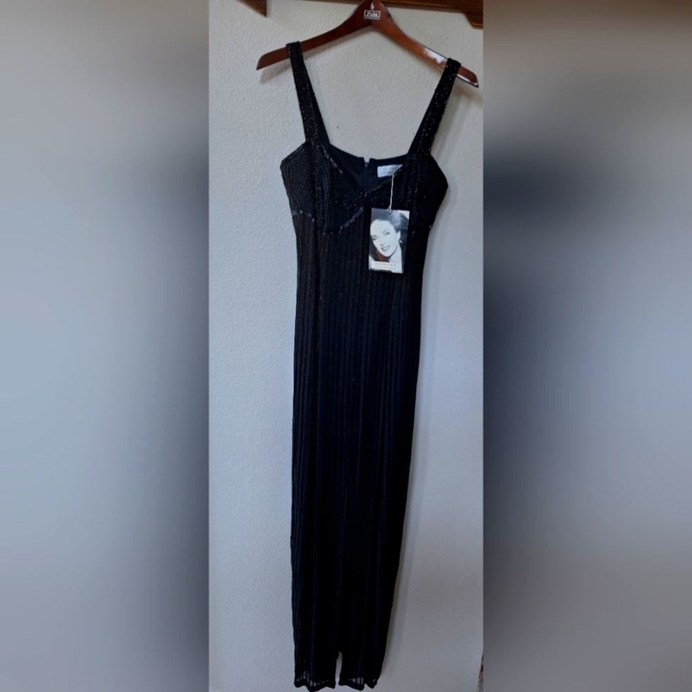 NWT Vintage Silk Niteline by Della Roufogali Beaded Gown Womens size 8